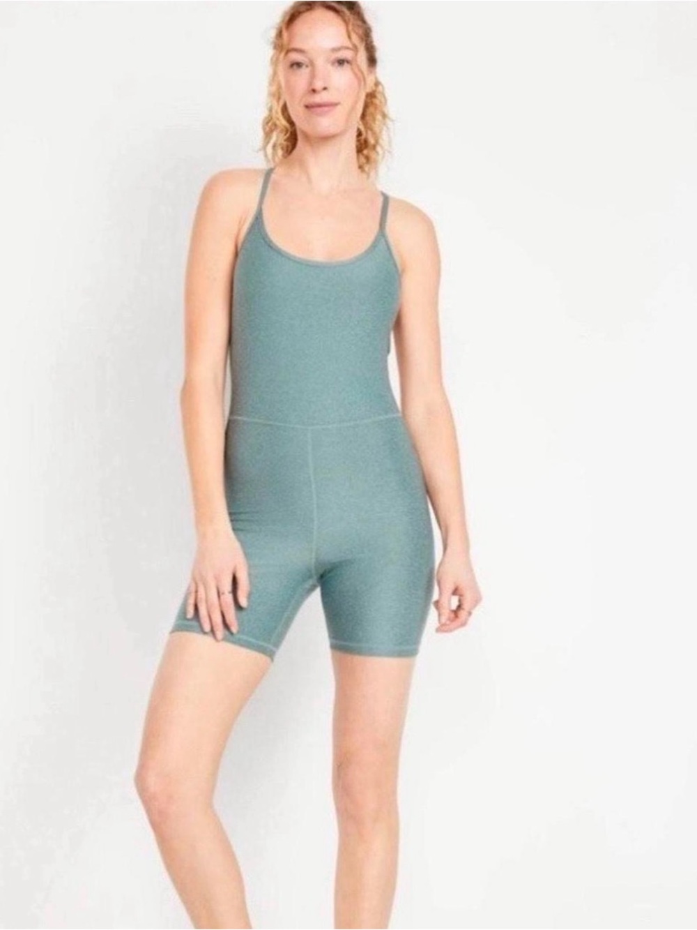 Old Navy Active Cloud+ Heathered Sage Green Romper